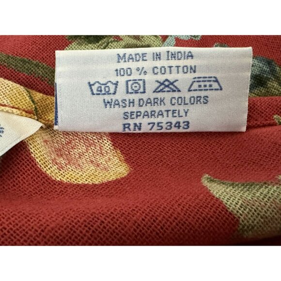 April Cornell Red Multi-Color Floral Print 80" Round Tablecloth 100% Cotton - Picture 5 of 5